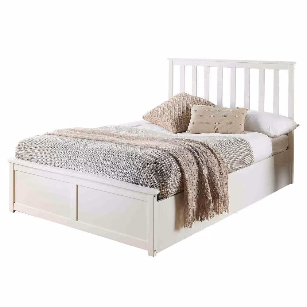 Aspire Hampton Shaker Style Wooden Ottoman Storage Bed in White – 3