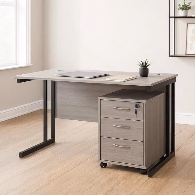 Kosy Koala Modern Grey Home Office Desk with Castors and Wood Finish