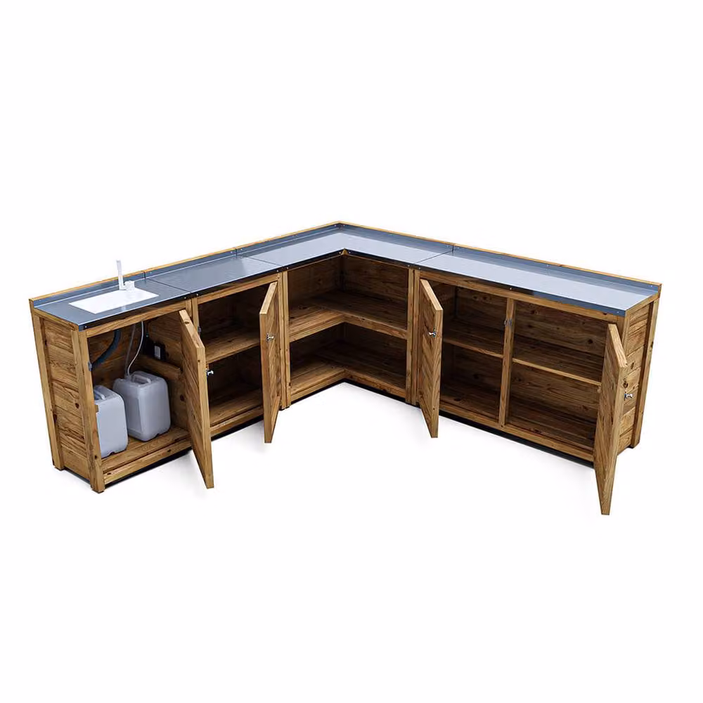 Dunster House Garden Kitchen with Left Side Sink, Brown, W: 200 cm, D: 200 cm – 2