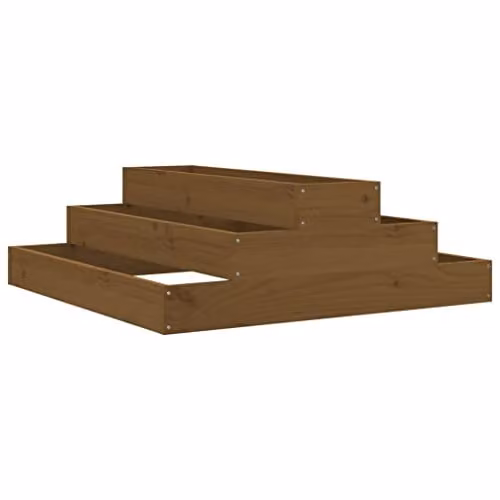 vidaXL Wooden Raised Bed Planter, Brown, W: 80 cm, D: 80 cm, H: 27 cm – 1