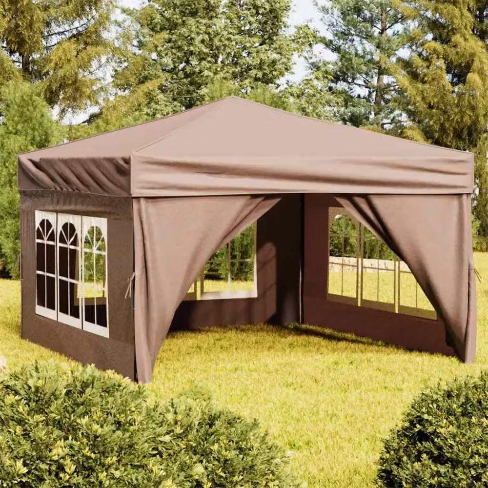 Berkfield Home Folding Party Tent with Sidewalls and Windows in Stone Taupe, W: 300 cm, D: 300 cm, H: 245 cm – 2