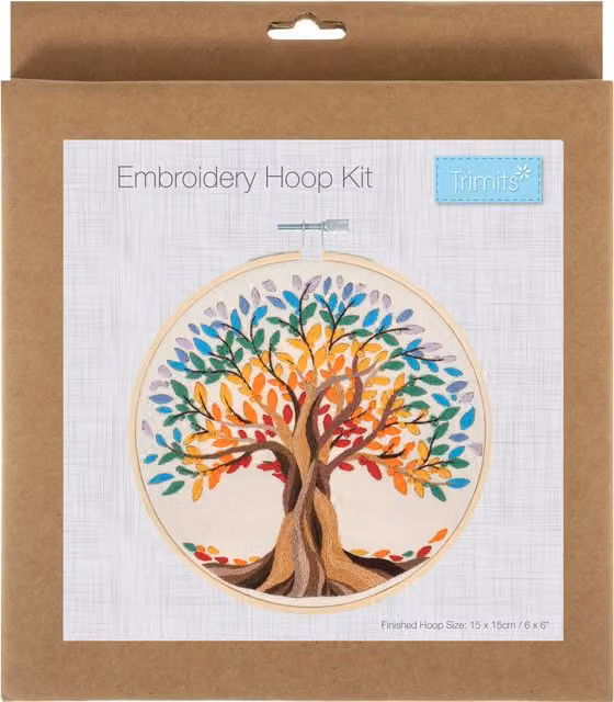 Trimits Tree of Life Embroidery Hoop Kit in Beige, White and Multicolour
