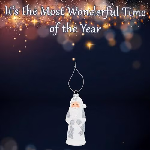 VFM e-Store Silver and White Standing Santa Glass Tabletop Christmas Decoration, Height: 13.5 cm – 3