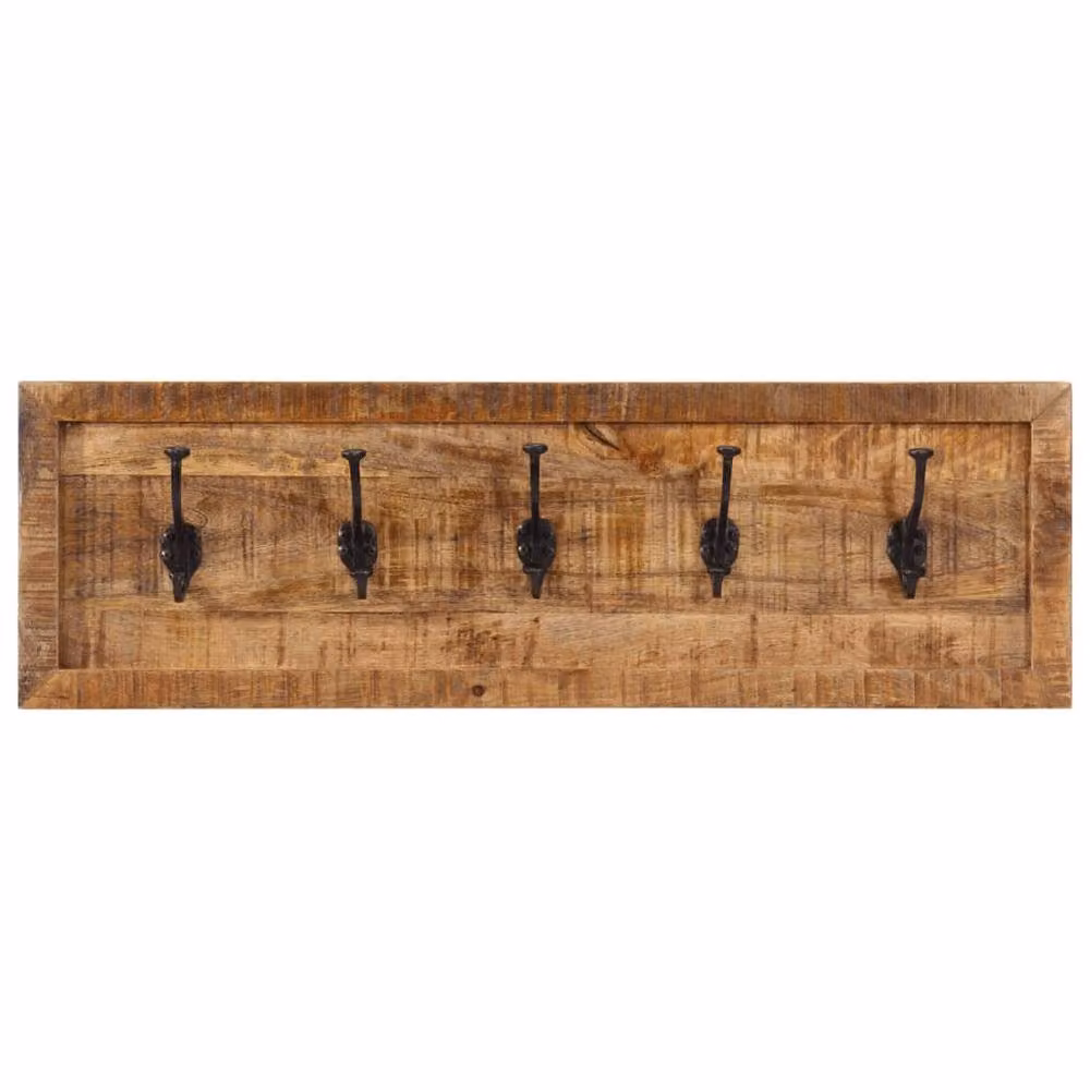 Berkfield Home Wall-mounted Mango Wood Coat Rack with 5 Hooks in Brown and Multicolour – 2