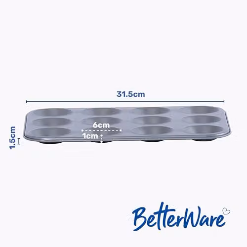 Betterware Essentials Non-Stick 12 Cup Muffin Tray in Silver – 2