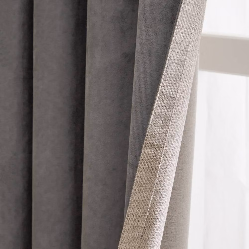 Furn Verso Reversible Suede-Look Blackout Eyelet Curtain Pair in Anthracite Grey, Width: 183 cm, Drop: 229 cm – 3