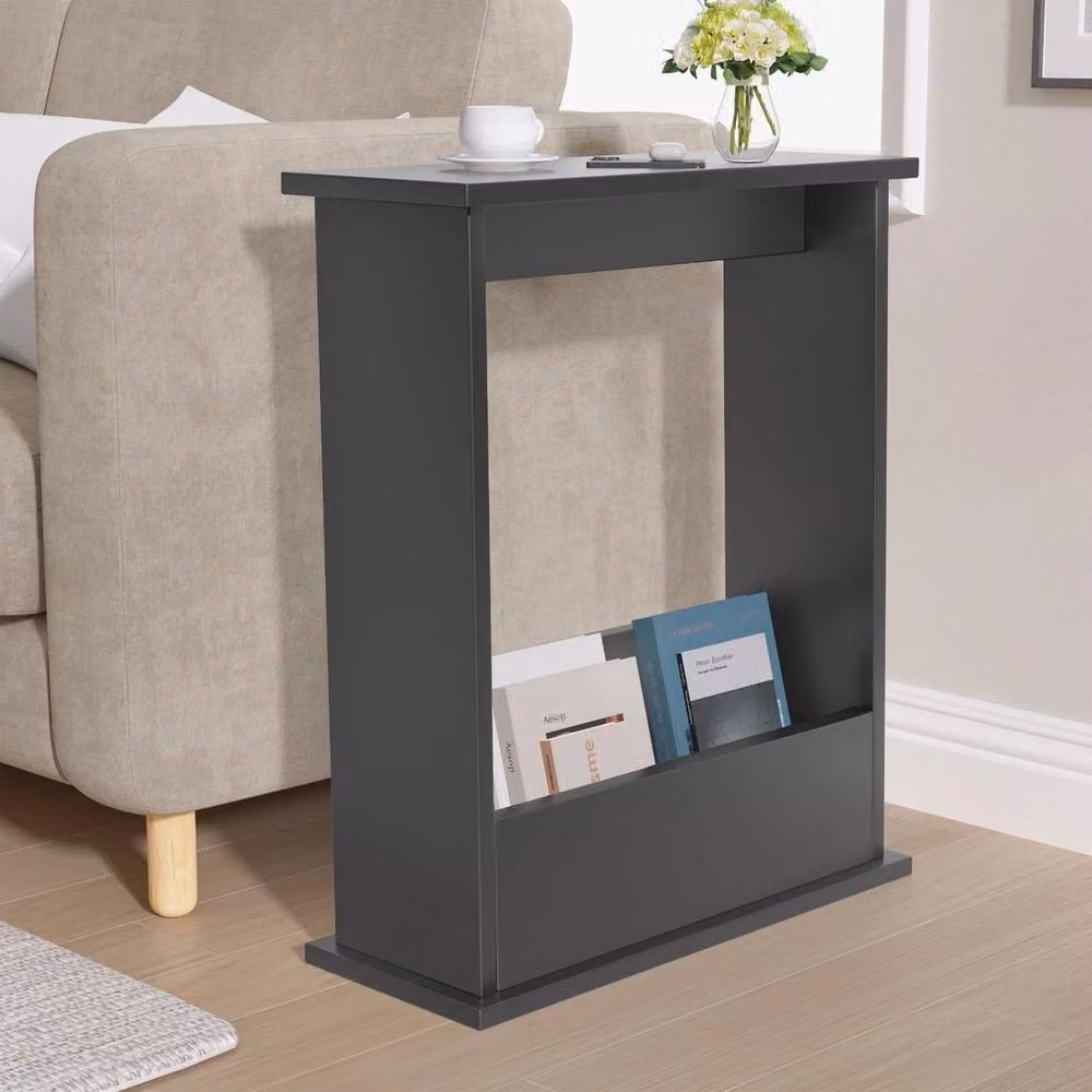 Havendro Grey Slim Side Table with Storage for Small Spaces W/D/H: 18.0 x 45.0 x 55.0 cm – 3