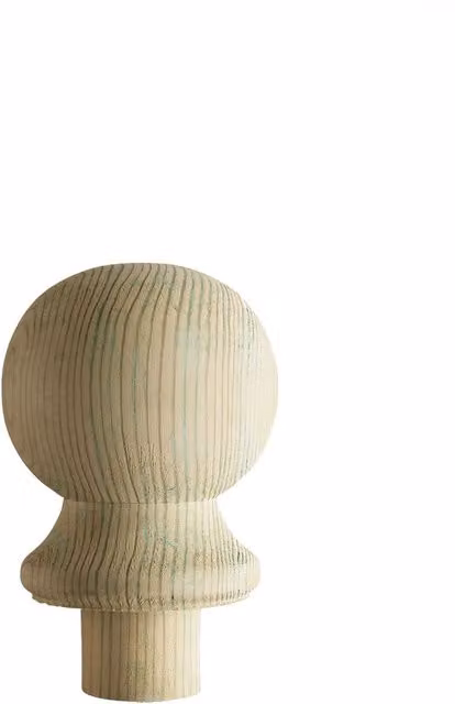 Snowdon Timber Treated Round Ball Fence Post Cap in Natural Wood, Pack of 4, W: 7.5 cm, H: 15 cm
