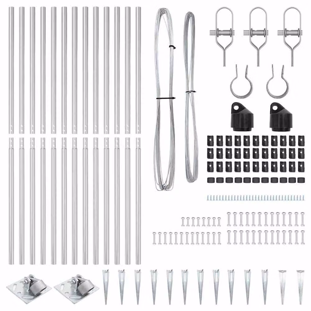 Berkfield Home Set of 26 Silver Galvanised Steel Round In-Ground Fence Posts with Spike Set – 2