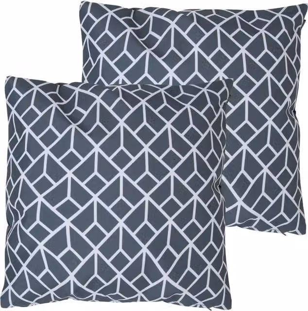 ICON Art Deco Geometric Print Waterproof Indoor and Outdoor Cushion Set of 2 in Grey, W/D/H: 43 x 43 x 43 cm – 1