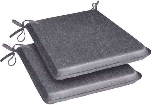 Livinluxury Set of 2 Water Repellent Square Garden Seat Pads in Grey, W/D/H: 38 x 38 x 38 cm