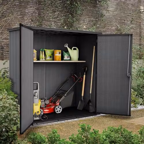 Keter Fortis XL 3100L Outdoor Storage Cabinet in Grey, Heavy-Duty Resin Garden Storage with Lockable Hinged Doors, H 195.0 cm x W 106.5 cm x D 69.0 cm – 2