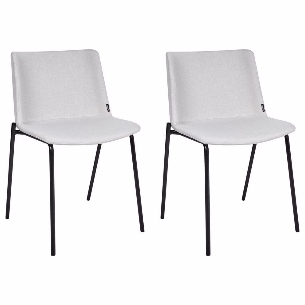 Wyld and Coco Set of 2 Modern Grey Polyester Dining Chairs with Metal Legs – 2