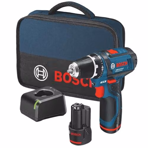 Bosch GSB 12 V-15 12V Cordless Combi Drill with 2 x 2Ah Li-ion Rechargeable Batteries in Red, Black and Blue
