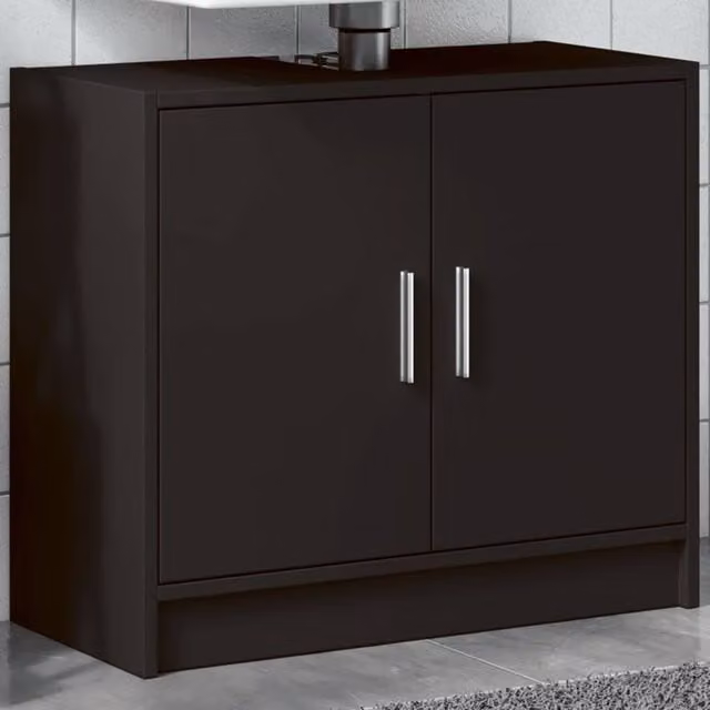 Berkfield Home Black Matt Modern Wall Mounted Bathroom Sink Cabinet W/D/H: 63 x 29 x 55 cm