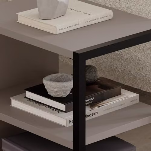 Decortie Set of 2 Modern Side Tables in Grey and Brown, W/D/H: 45 x 30 x 42 cm and 42 x 30 x 45 cm – 4
