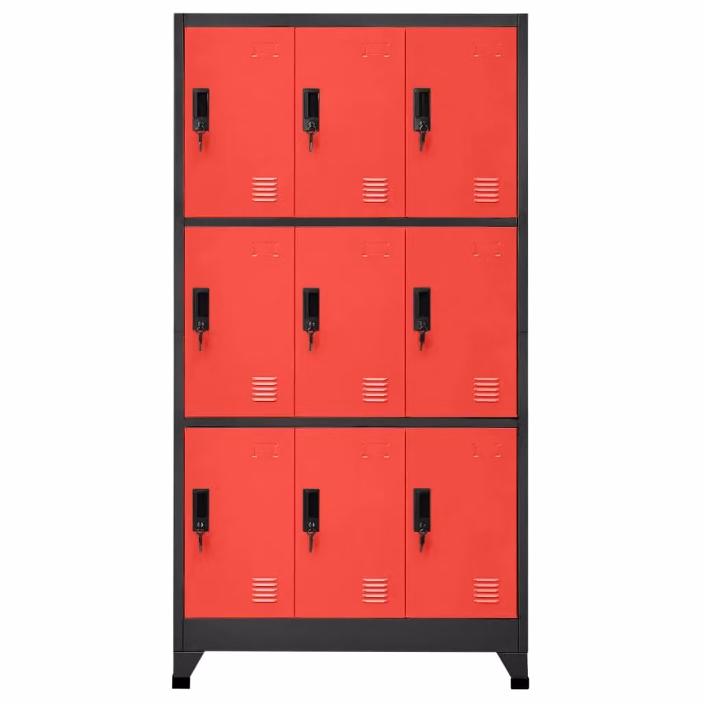 Berkfield Home Metal Locker Cabinet in Anthracite, Red and Black, W/D/H: 90 x 45 x 180 cm – 2