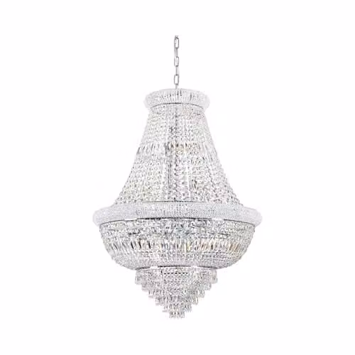 Ideal Lux Dubai Chrome Crystal Indoor Ceiling Chandelier Pendant Lamp with 24 E14 Lights