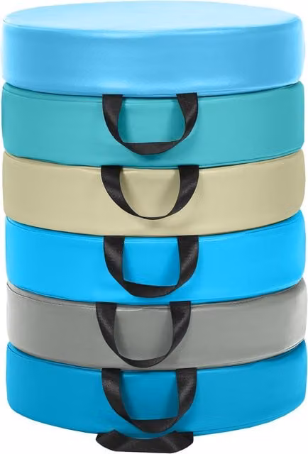 Gymax 6 Piece Multicolour Waterproof Round Foam Floor Cushions for Children with Carry Handles