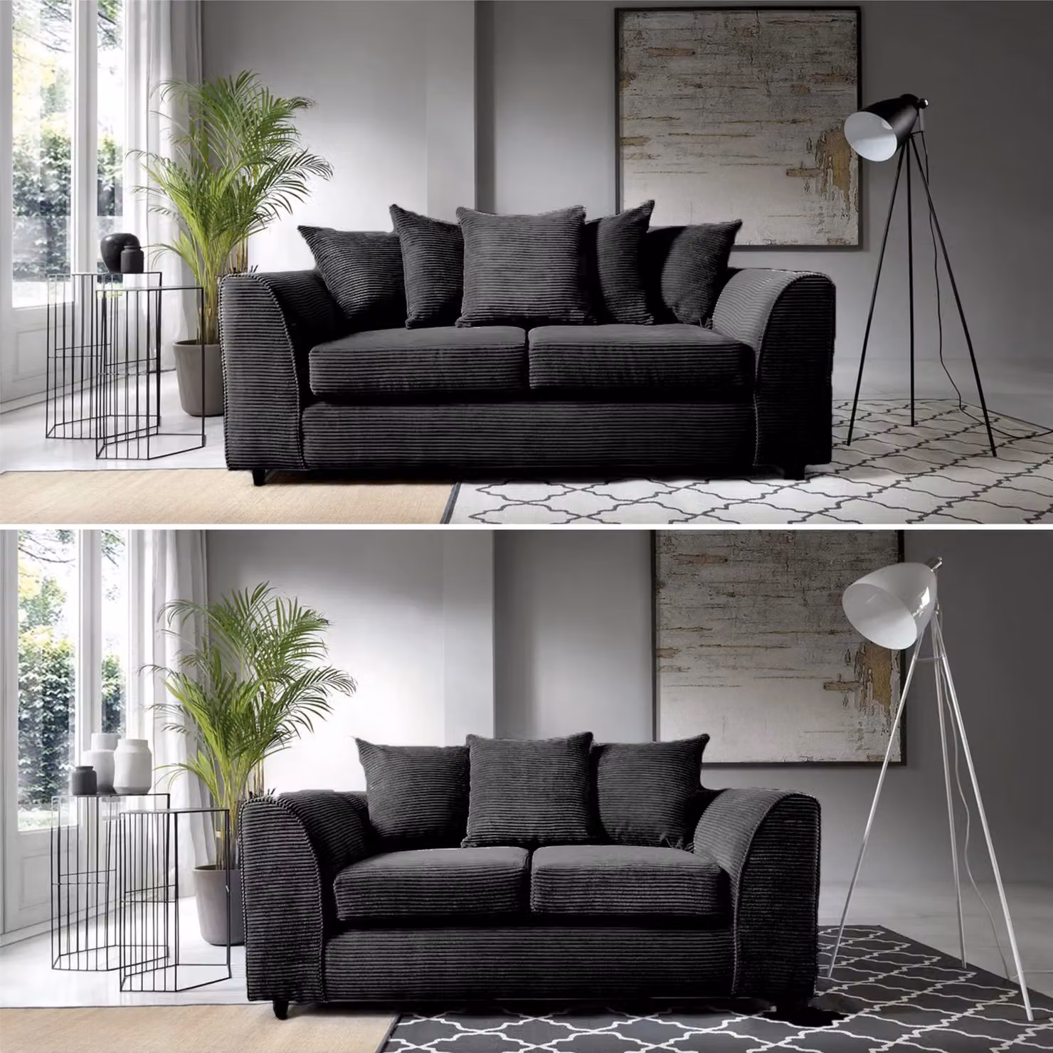 SquareBoxx Lennox 3+2 Upholstered Sofa Set in Black – 3