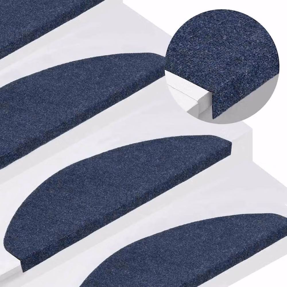 Berkfield Home Self-adhesive Stair Mats, 15 Piece Set, Blue, W: 65 cm, D: 22.5 cm, H: 3.5 cm – 2