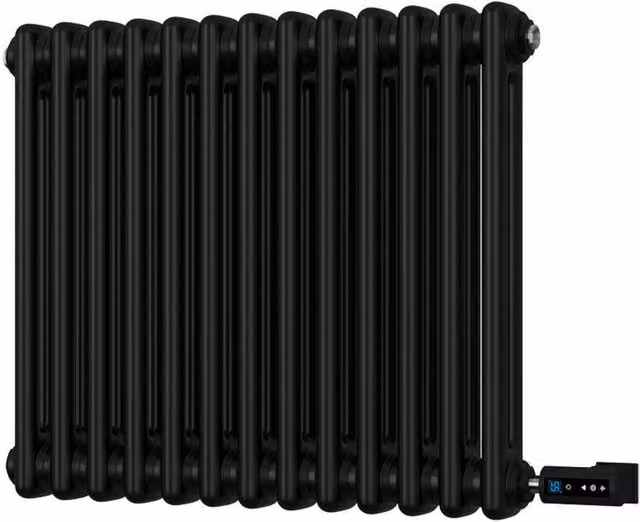 UK Radiators Alpha Black Electric 2 Column Horizontal Traditional Cast-Iron Style Radiator with WiFi, W: 59.2 cm, H: 50.0 cm – 1