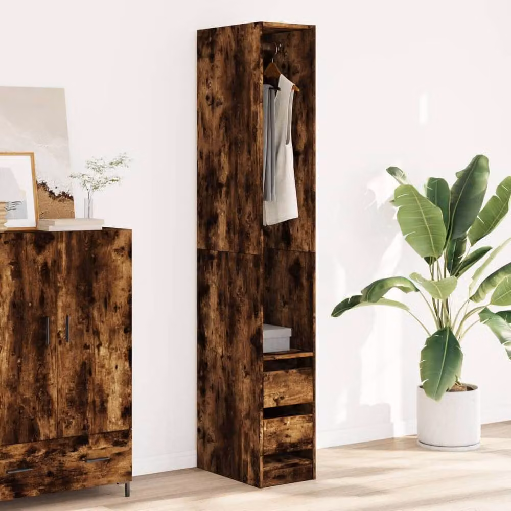 Berkfield Home Smoked Oak Wardrobe in Brown, W/D/H: 30 x 50 x 200 cm – 3