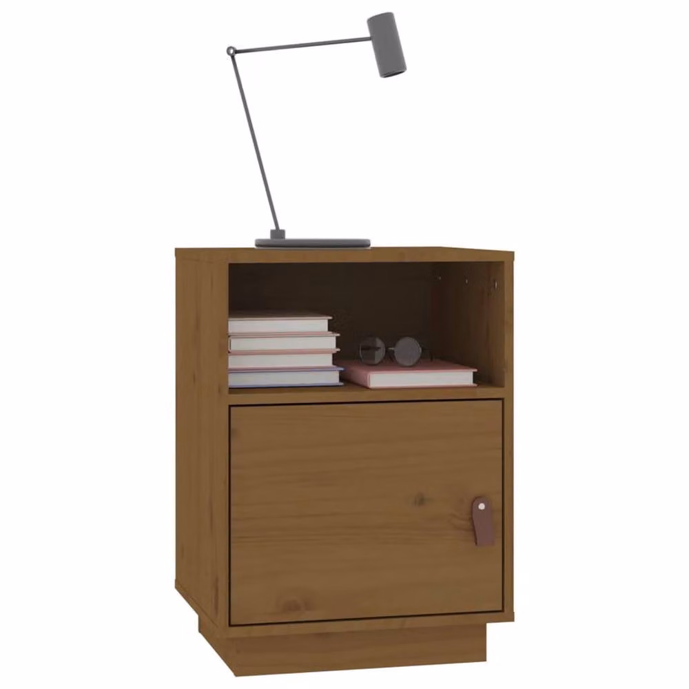 Berkfield Home Set of 2 Bedside Cabinets in Honey Brown Solid Pine Wood, W/D/H: 40 x 34 x 55 cm – 3