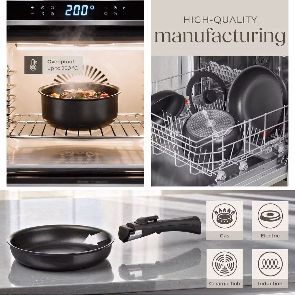 tectake Una/Parma Kitchen Starter Set with Non-Stick Frying Pan and Lid in Multicolour – 5