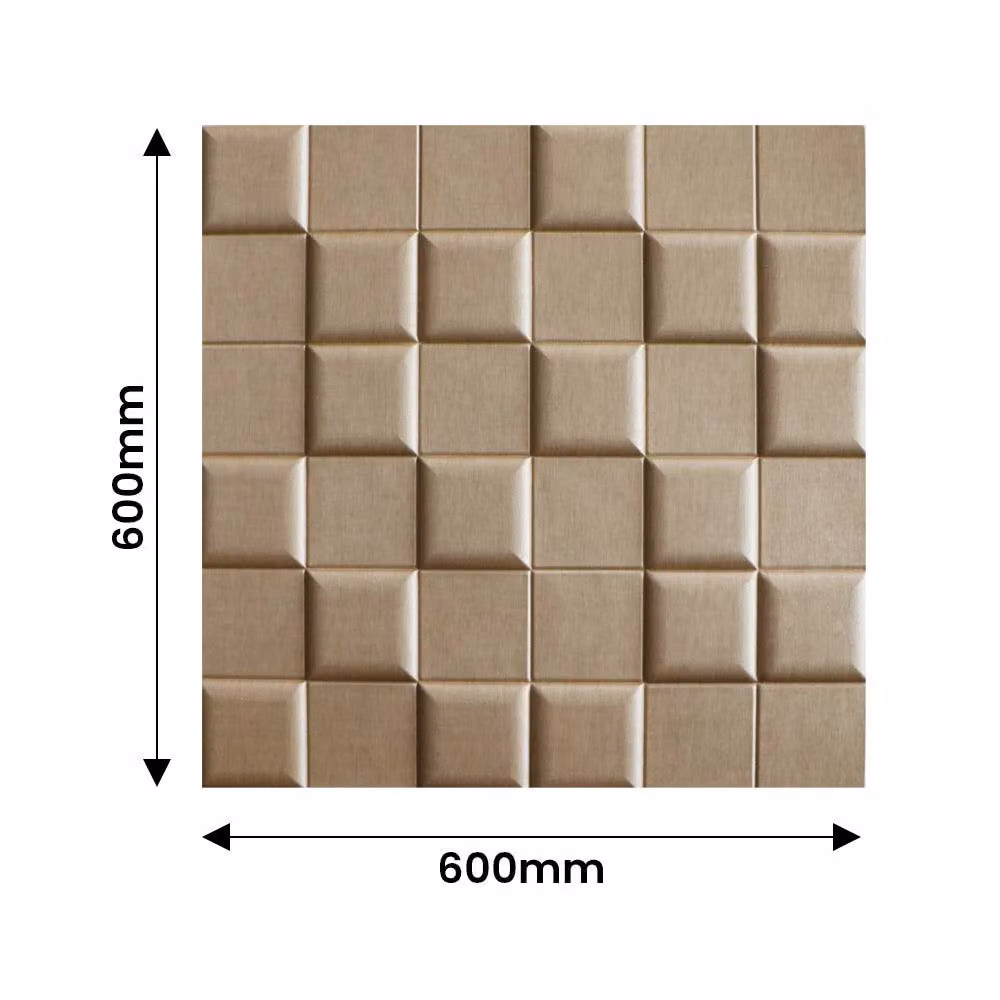 ENER-J Cube Artistic Realm 3D Geometric PU Leather Wall Panels, Beige, W: 60 cm x H: 60 cm – 3