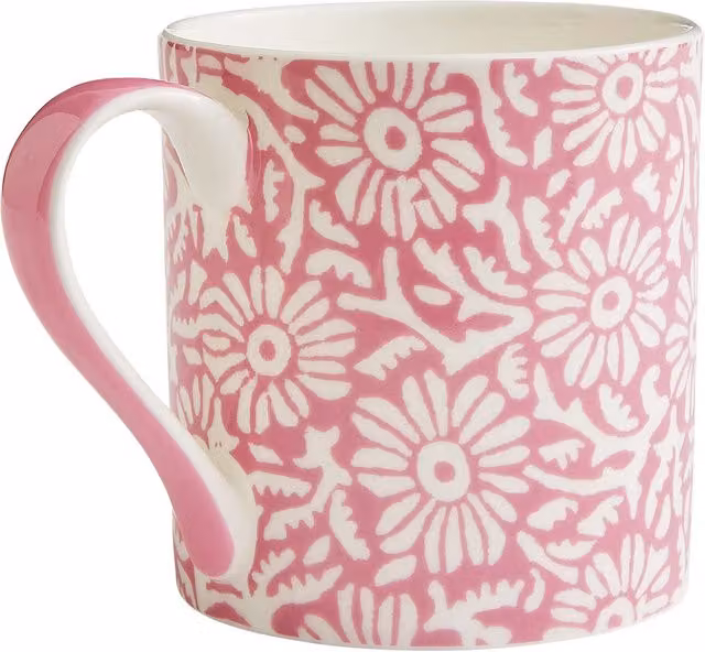 Land & Shore Aster Floral Bone China Mug, Pink