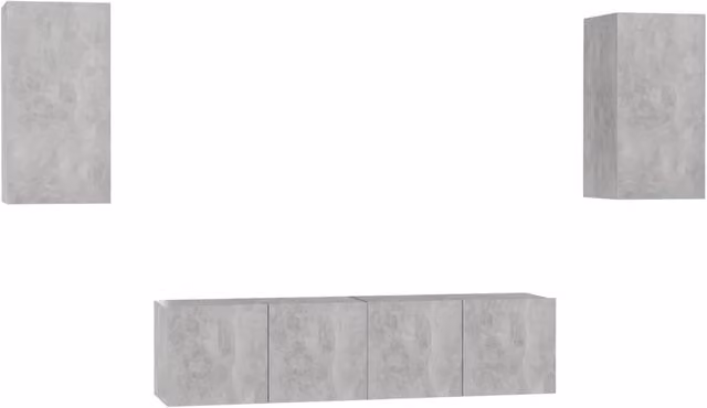 Berkfield Home 4 Piece Modern TV Cabinet Set in Matt Concrete Grey Engineered Wood