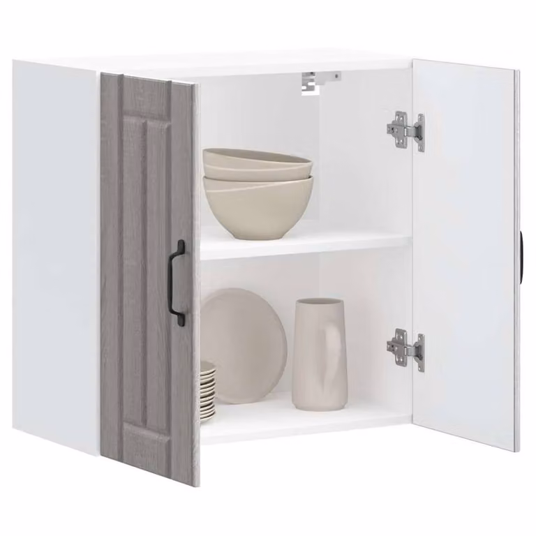 Berkfield Home Lucca Grey Sonoma Kitchen Wall Cabinet with Hinged Doors and Internal Shelves, W: 60 cm, H: 60 cm, D: 31 cm