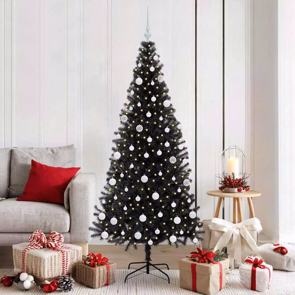 Berkfield Home Lush Christmas Tree with 300 LEDs and Stand, Black, Height: 180 cm – 2