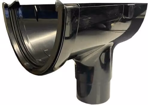 FloPlast Black PVC Deepflow/Hi-Cap Half Round Gutter Stopend Outlet W: 115 mm, H: 75 mm