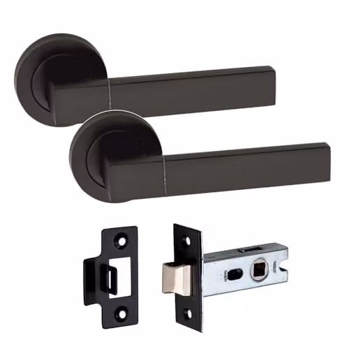 Golden Grace Capri Door Handles with 2.5 inch Latch, 1 Pair, Matt Black Finish – 1