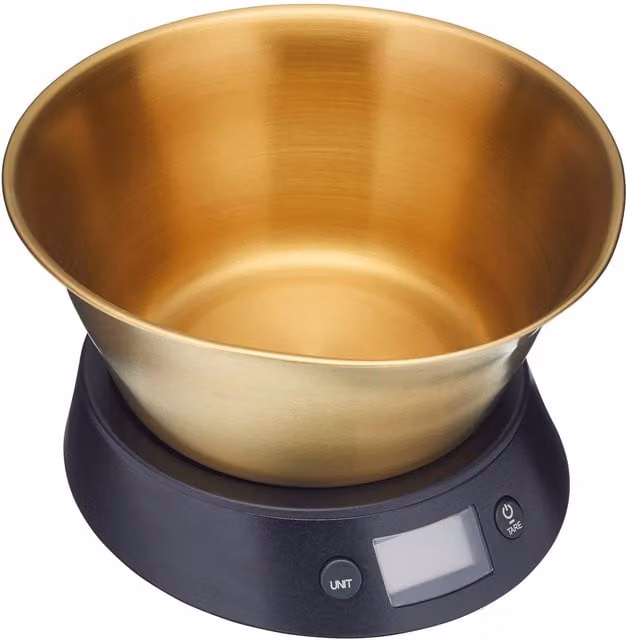 MasterClass Electronic Dual Dry and Liquid Kitchen Scales with Black and Gold Brass Finish Bowl – 1