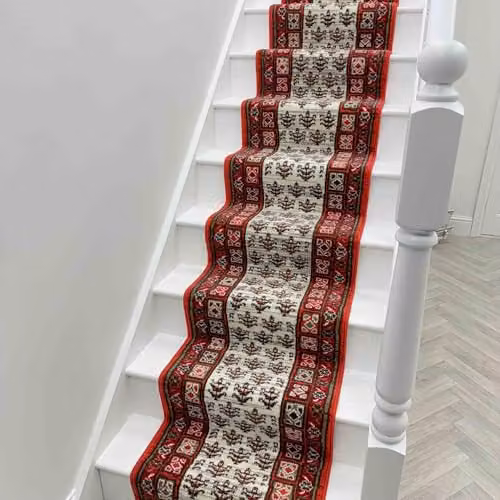runrug Mayan Red Soft and Comfortable Stair Runner, W: 60 cm, L: 570 cm – 5