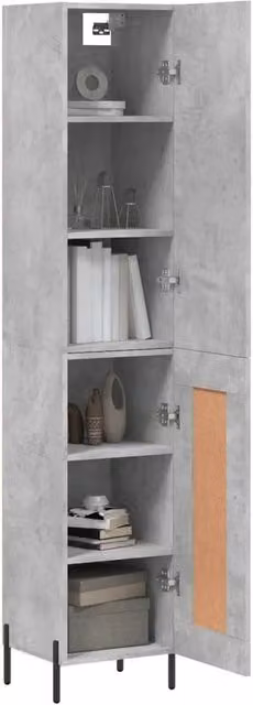 Berkfield Home Industrial Highboard in Concrete Grey, H 180 x W 34.5 x D 34 cm – 1