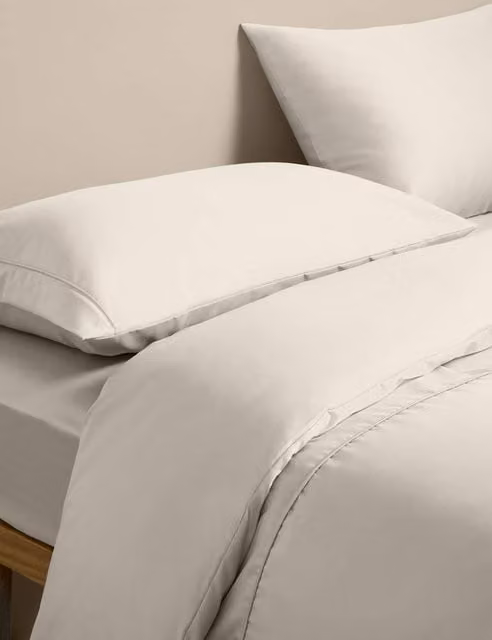 M&S White Egyptian Cotton 230 Thread Count Mako Satin Duvet Cover, W: 140 cm, H: 200 cm
