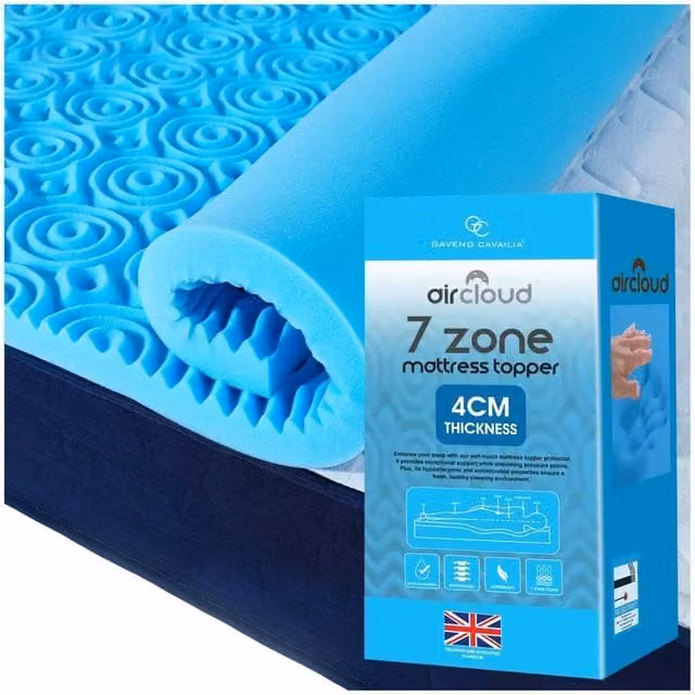 Gaveno Cavailia 7 Zone Luxury Relaxing Mattress Topper in Blue, Super King Size