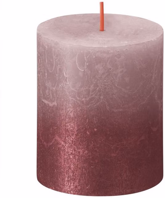 Bolsius Rustic Metallic Candle in Rose Red, Diameter: 6.8 cm, Height: 8.0 cm