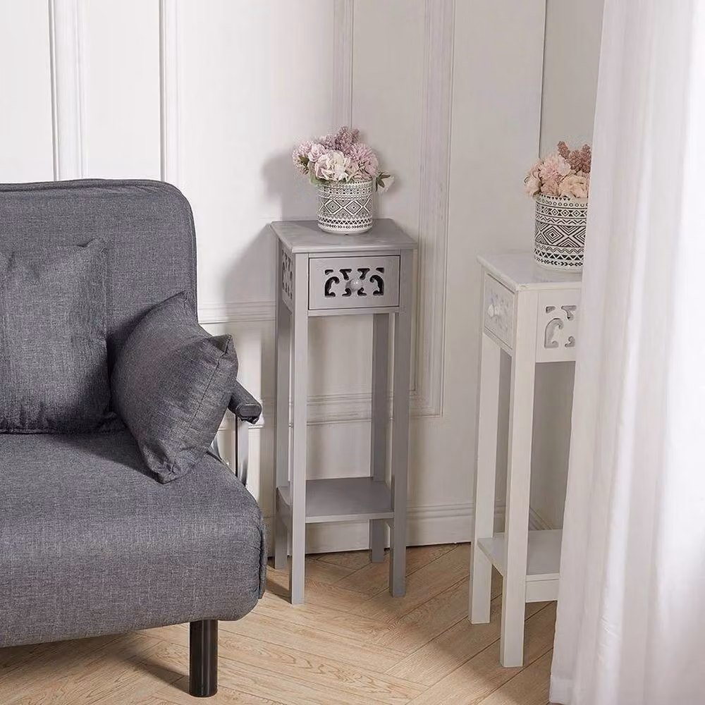 KORVIXA Small Square Side Coffee Table in Grey – 3