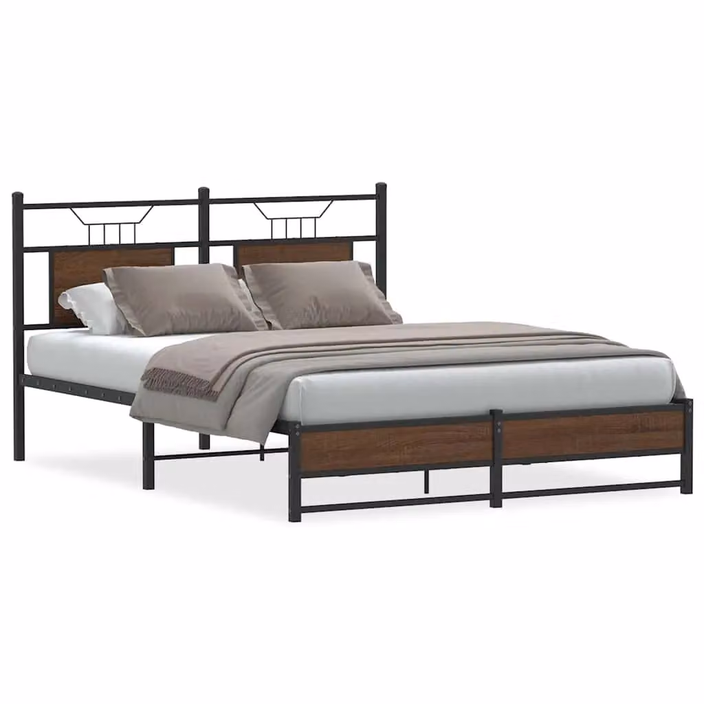 Berkfield Home Bed Frame in Brown Oak with Drawers, W/D/H: 140 x 190 cm – 2