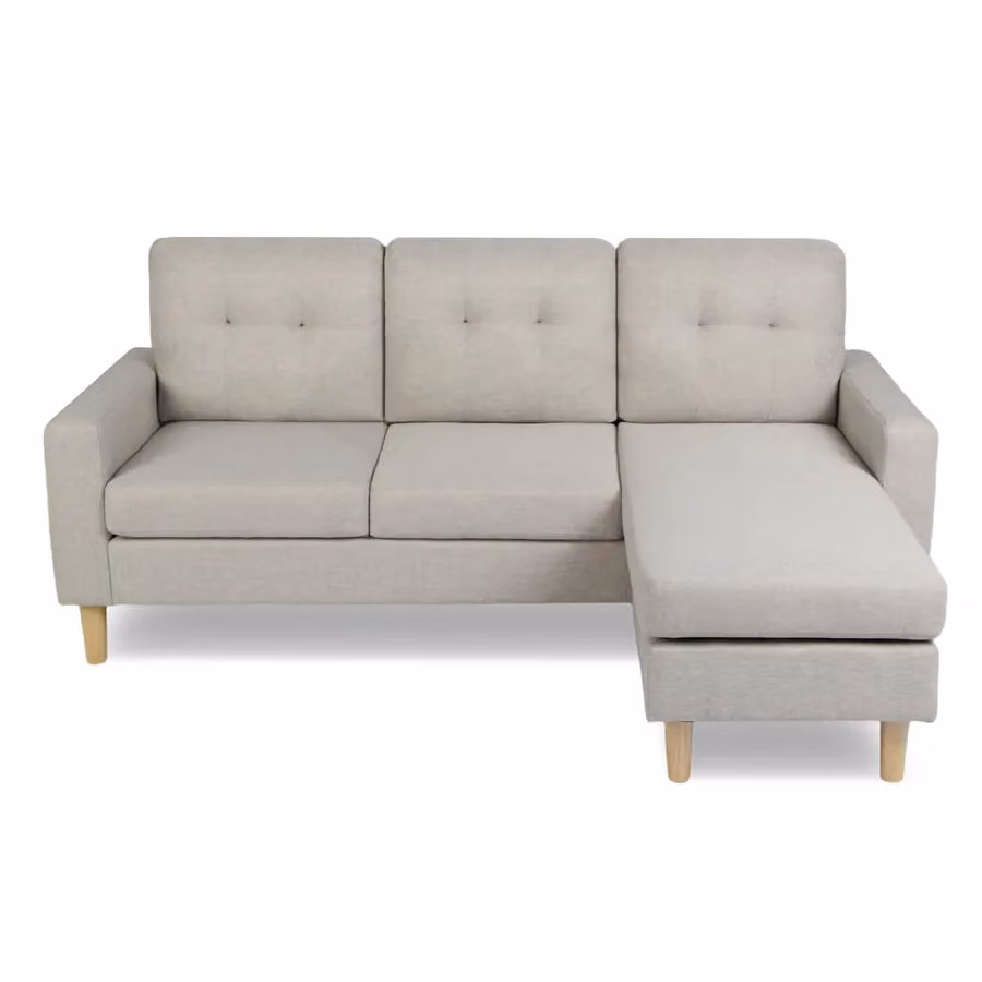 Home Garden Direct Pisa 3 Seater Small Corner Sofa with Reversible Chaise in Beige Soft Woven Fabric – 2