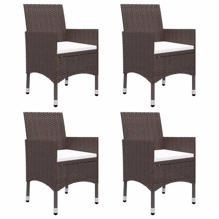 Berkfield Home 5 Piece Garden Dining Set with Brown Cushions