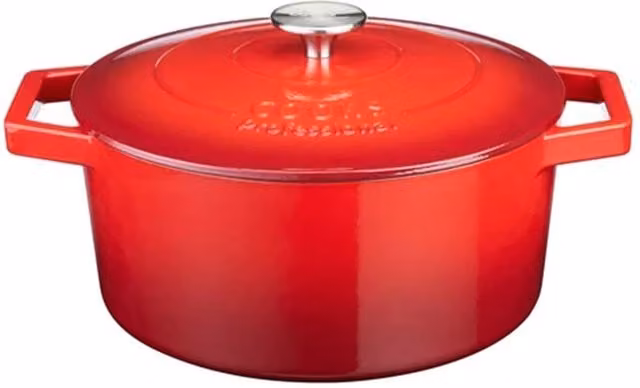 Cooks Professional Enamelled Cast Iron Casserole Dish, Red, 26 cm – 1