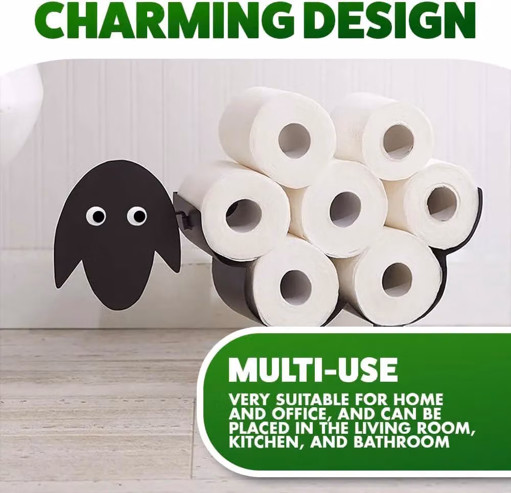 Marco Paul Sheep Design Black Metal Freestanding Toilet Roll Holder – 4