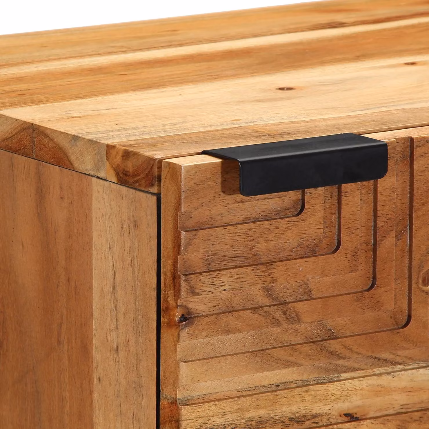 Berkfield Home Acacia Wood Highboard in Brown and Black, W: 40 cm, D: 33 cm, H: 110 cm – 3