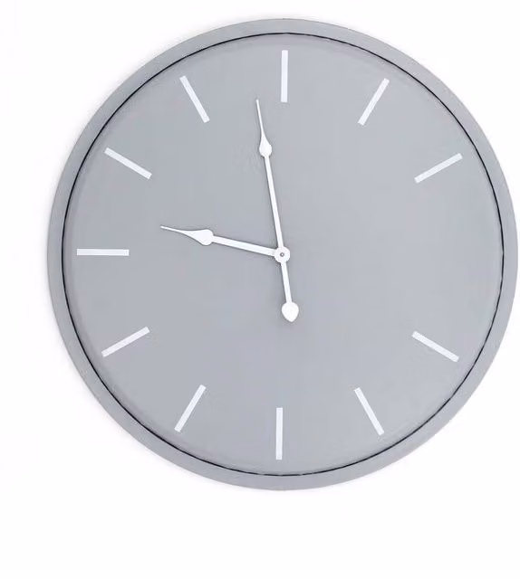 Hill Interiors Karlsson Modern Round Analog Quartz Wall Clock in Grey Metal